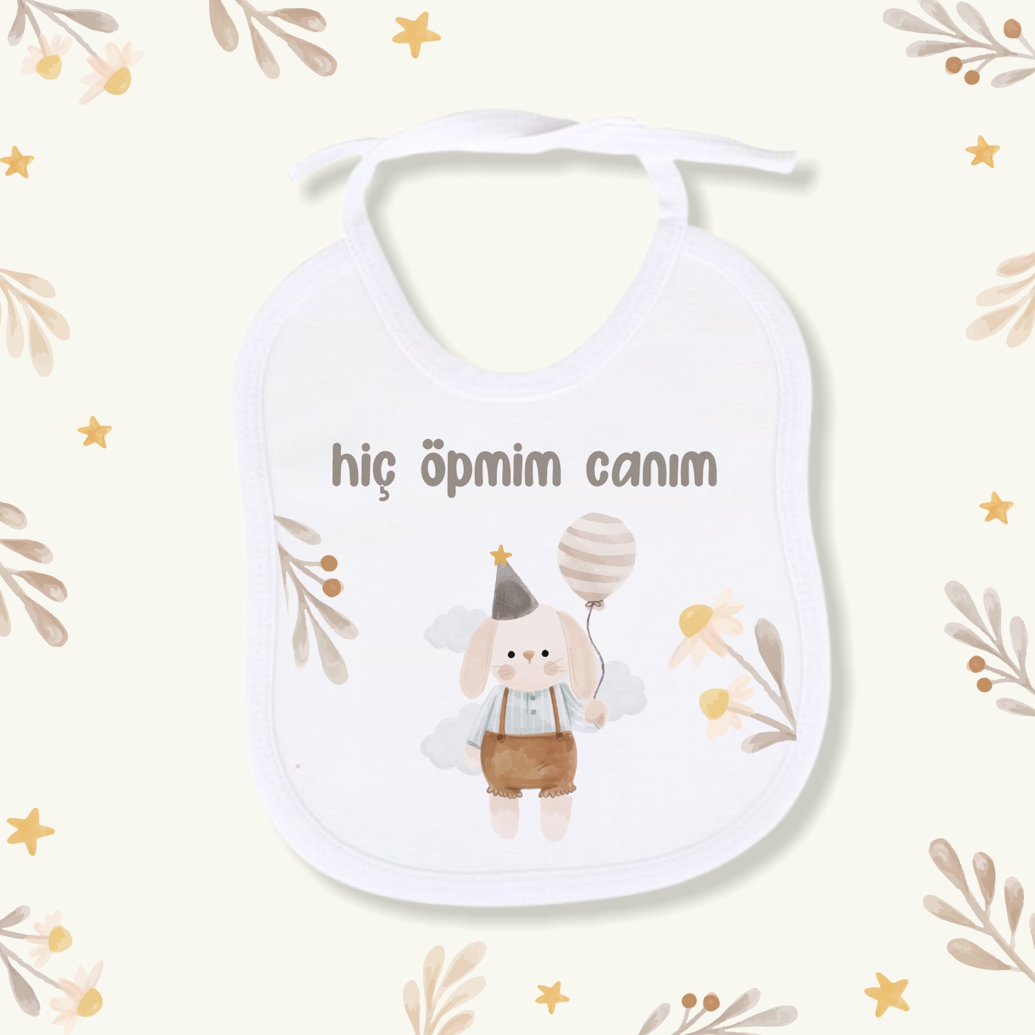 Baskılı Keten Mama Önlüğü